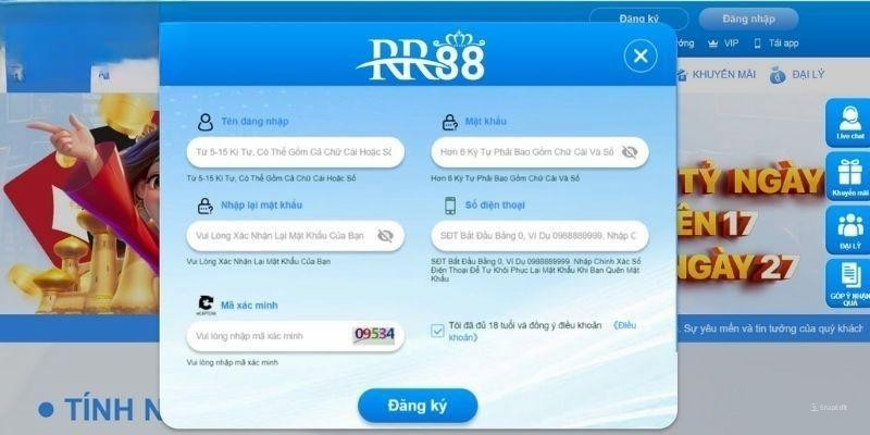 Hướng dẫn đăng ký RR88 trên app và website trực tuyến